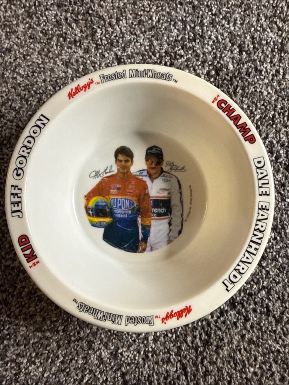 Kelloggs Frosted MiniWheats Melamine Bowl Jeff Gordon Dale Earnhardt NASCAR 1995
